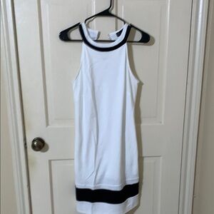 New York & Company White and Black Sheath Mini Dress